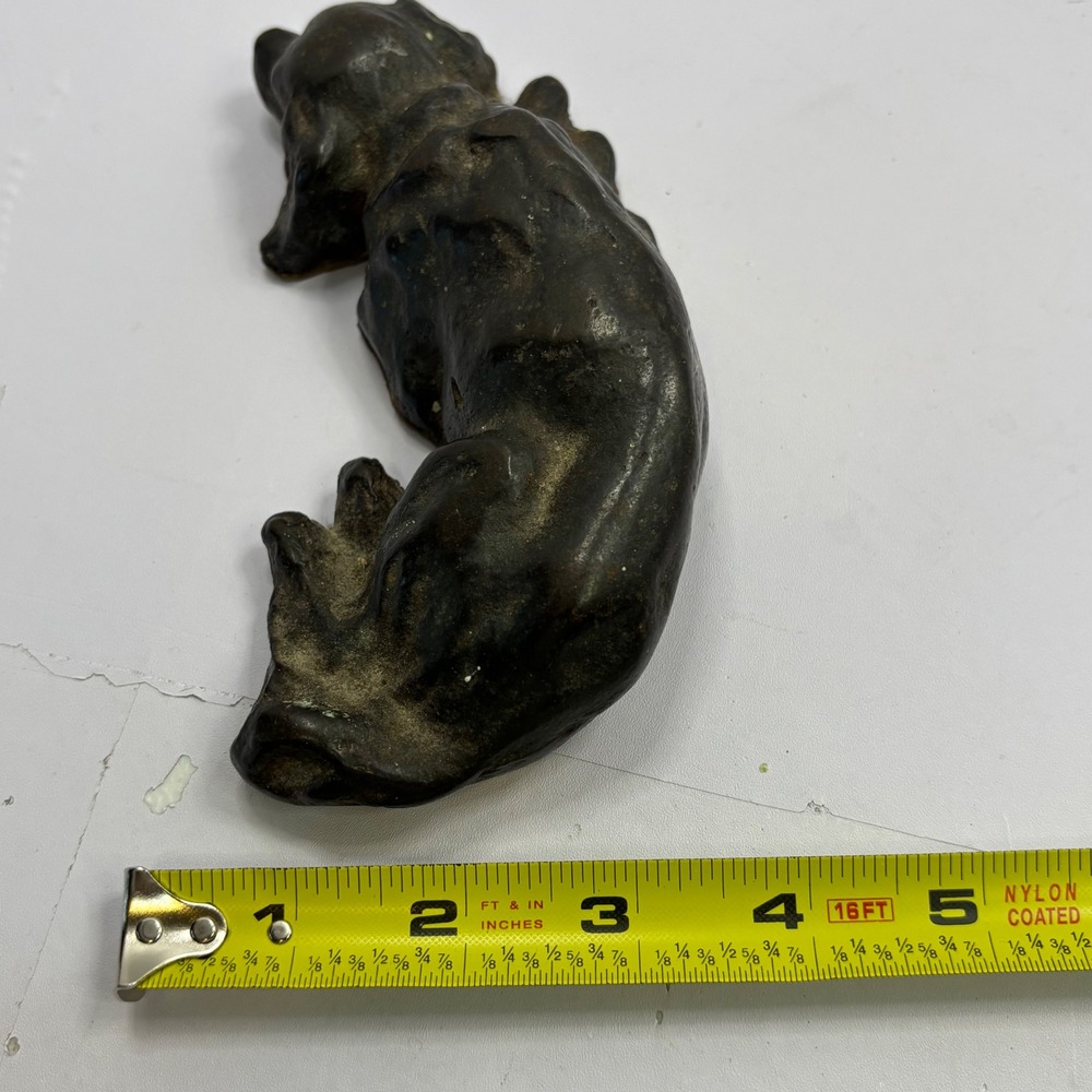 Antique Cast Iron Sleeping Dog Doorstop Heavy Metal Curled Hound Figurine 7 Inch - Picture 7 of 8